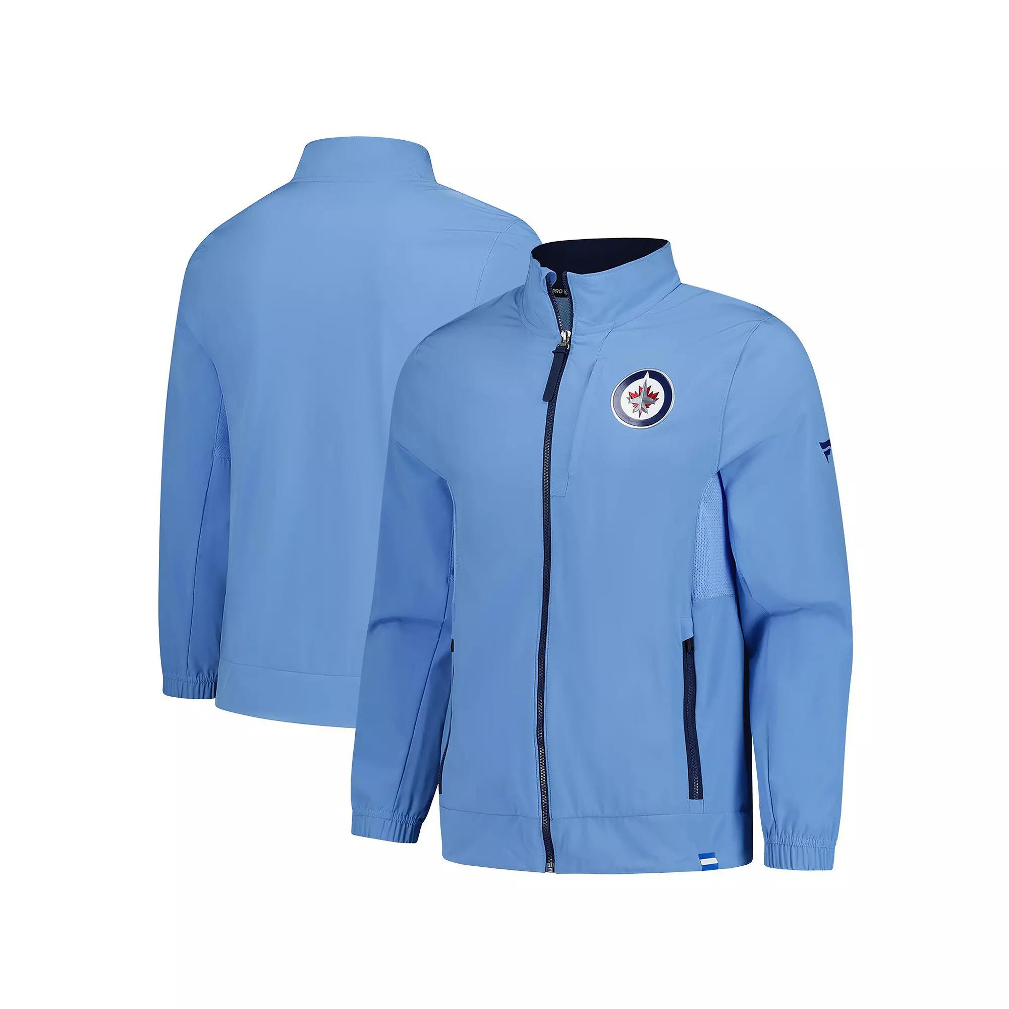 Men's Fanatics Light Blue Winnipeg Jets Anniversary Full-Zip Coaches Jacket,  Product Image