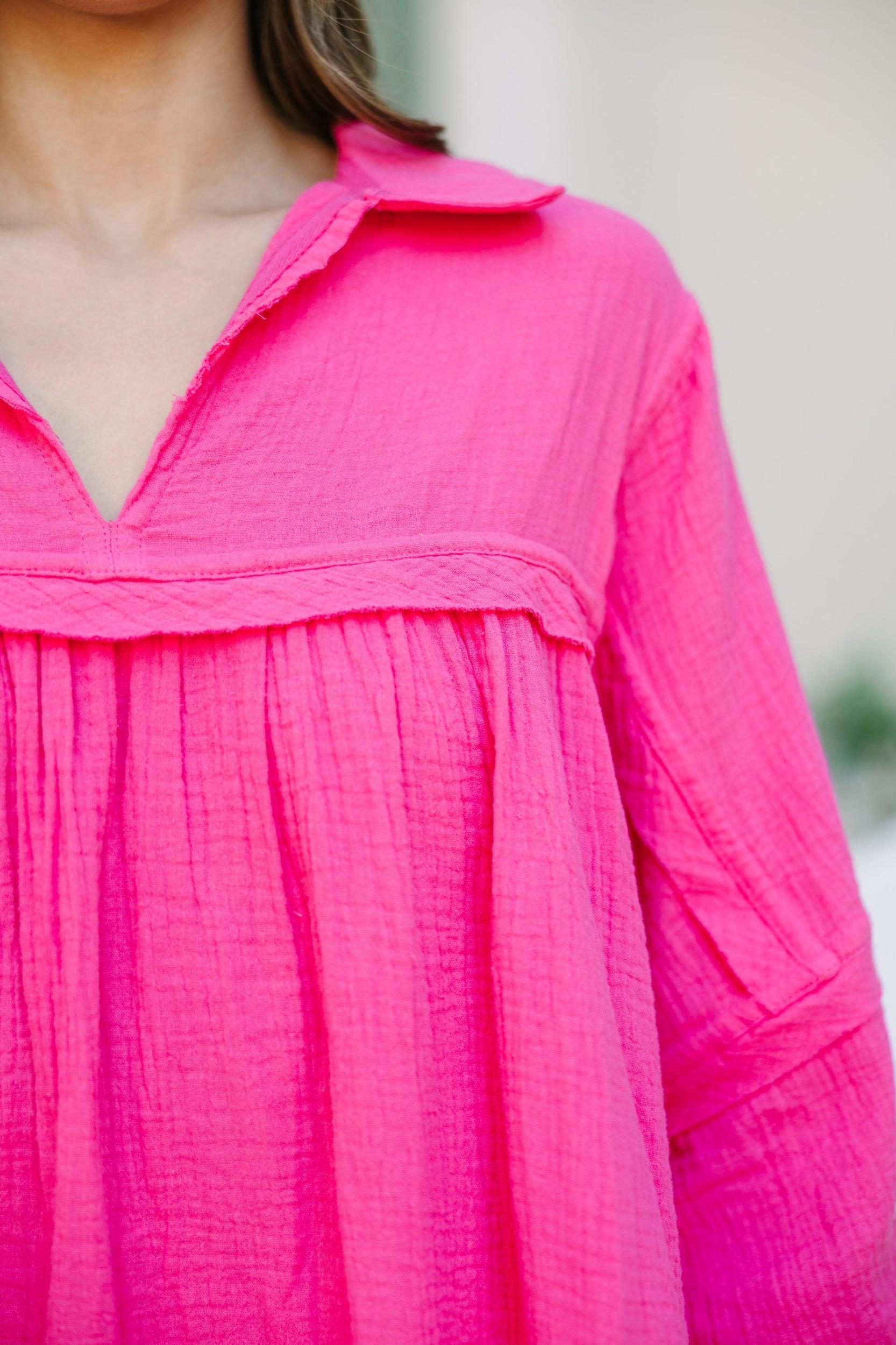 Love Life Fuchsia Pink Babydoll Top Female Product Image