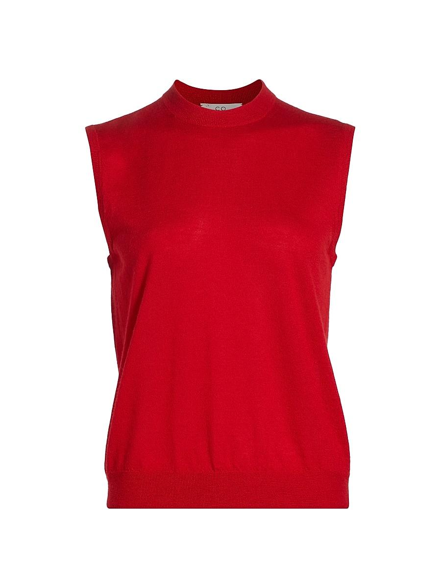 Womens Cashmere Crewneck Tank Sweater Product Image