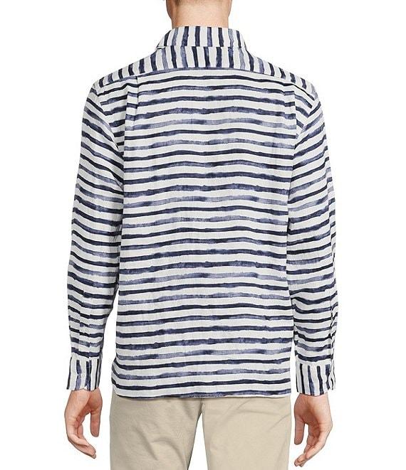 Cremieux Blue Label French Linen Watercolor Stripe Long Sleeve Woven Shirt Product Image