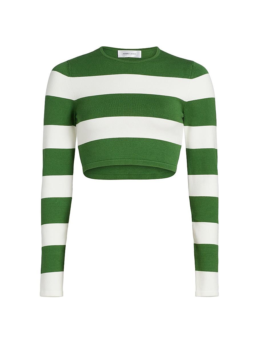 Womens Kelani Striped Knit Crop Top Product Image