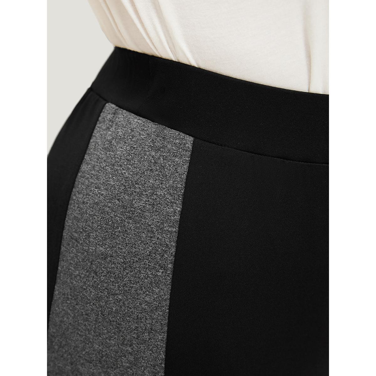 Plus Size Two Tone Cut Out Skinny Leggings Women Black Casual High stretch Skinny High Rise Dailywear Leggings BloomChic 12/L Product Image