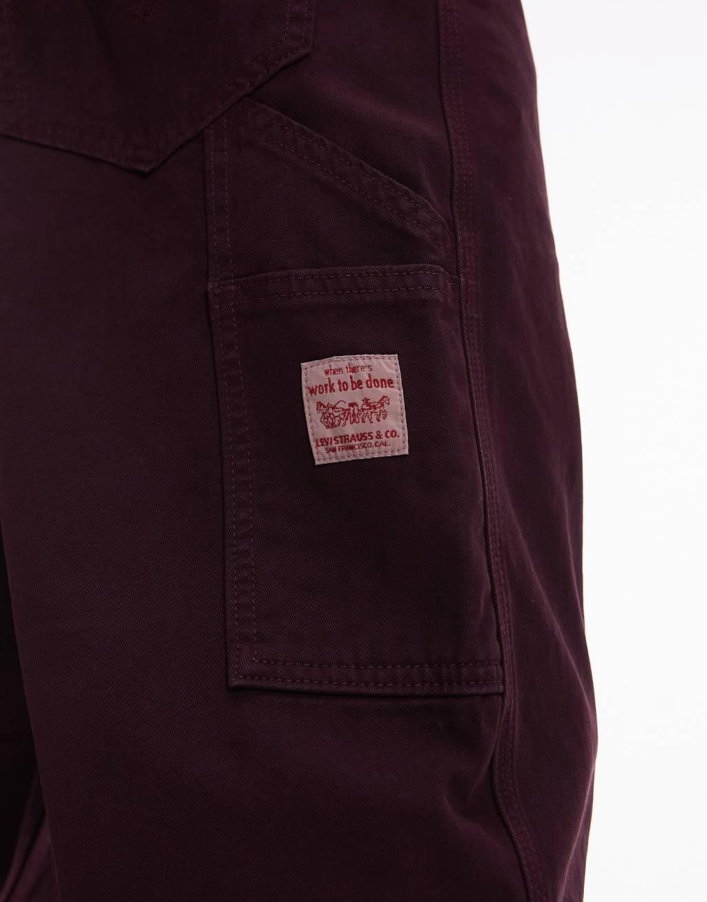 Levi's Workwear capsule 568 loose straight garment dye twill carpenter pants in burgundy Product Image