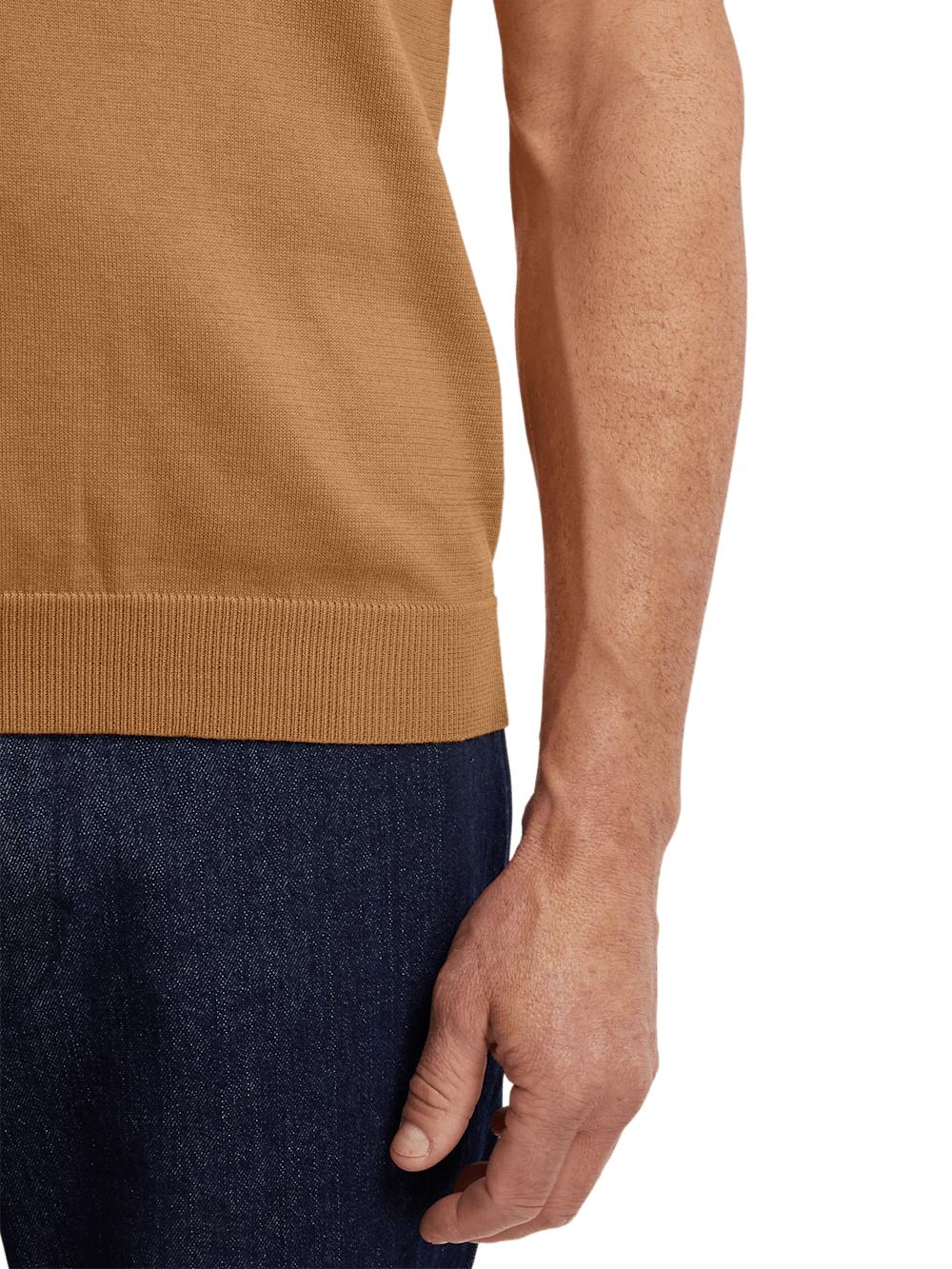 Supima Cotton Three Button Polo - Light Brown Product Image