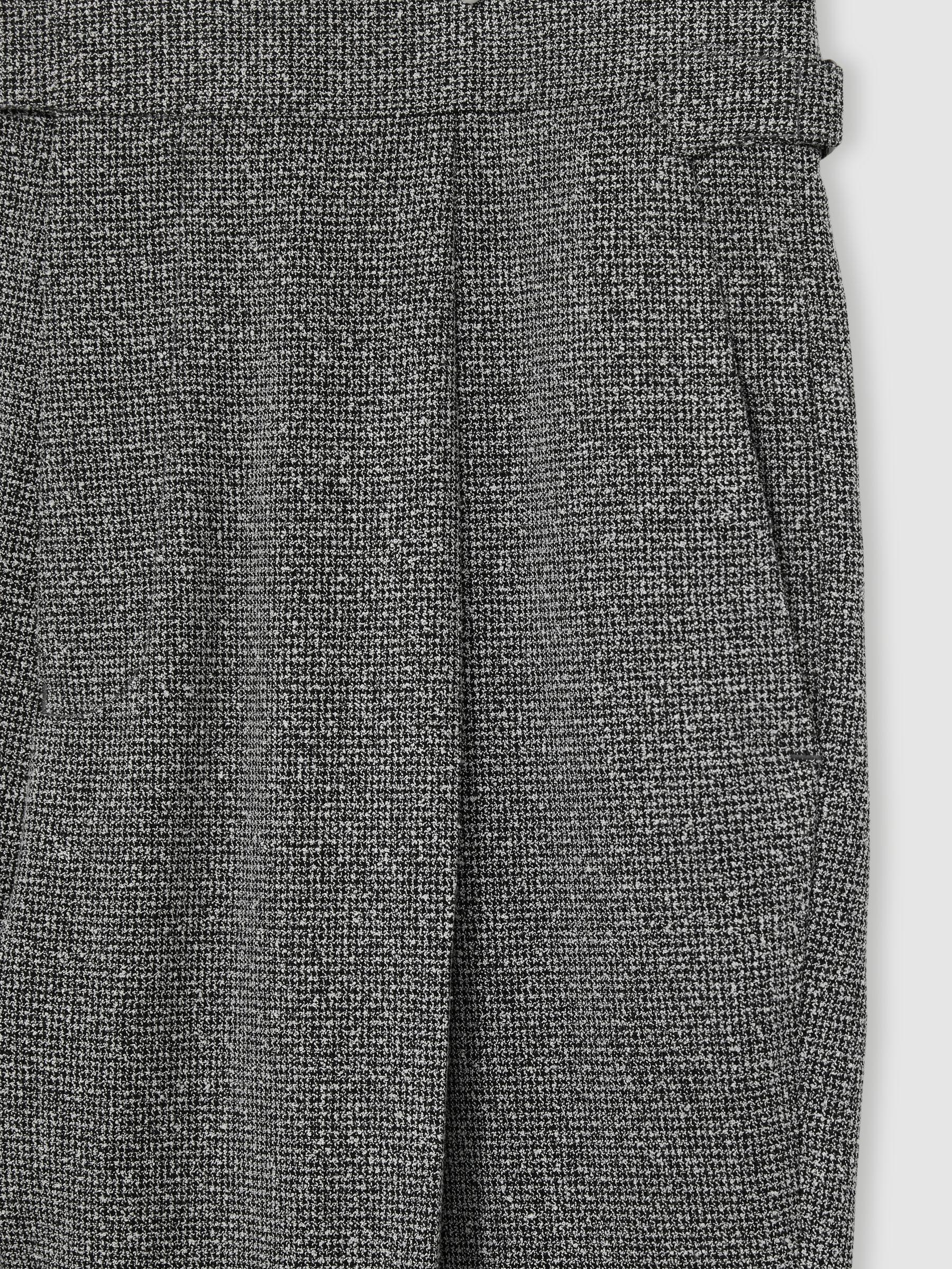 Puppytooth-Check Tailored Trousers in Soft Grey Product Image