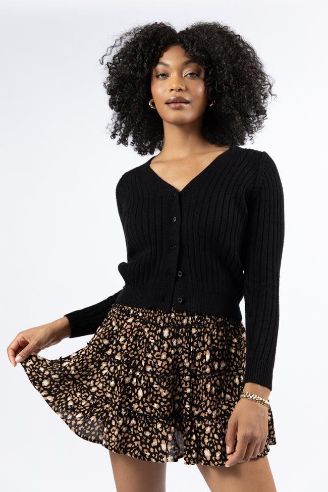 Through The Garden Black Leopard Mini Skort FINAL SALE Product Image