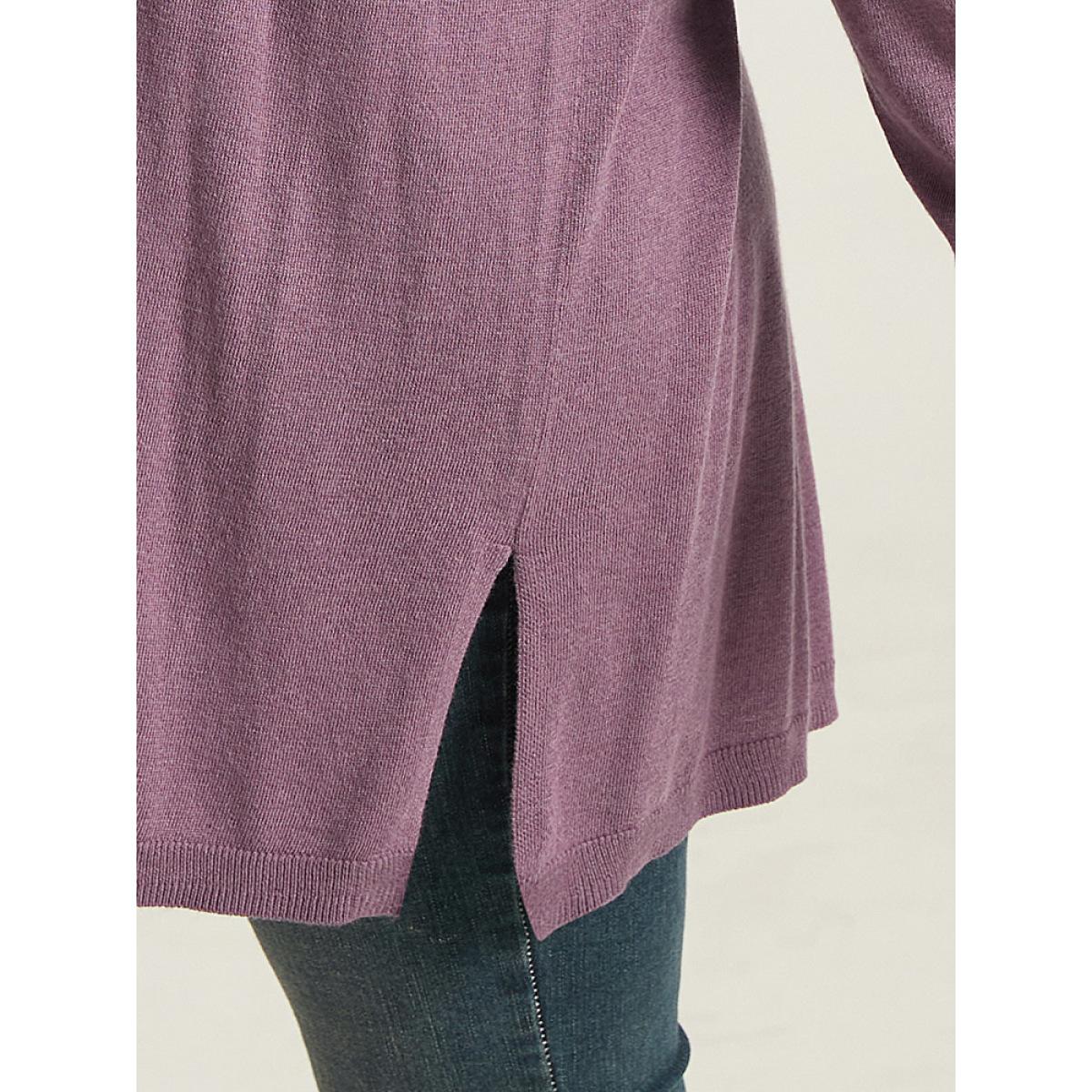 Plus Size Supersoft Essentials Split Hem Open Front Cardigan Mauve Women Casual Loose Long Sleeve Dailywear Cardigans BloomChic 18-20/2X Product Image