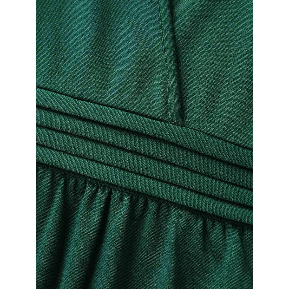 Plus Size Layered Lace Sleeve Cinched-Waist Midi Dress Truegreen Women V-neck Cap Sleeve Curvy BloomChic 28/5X Product Image