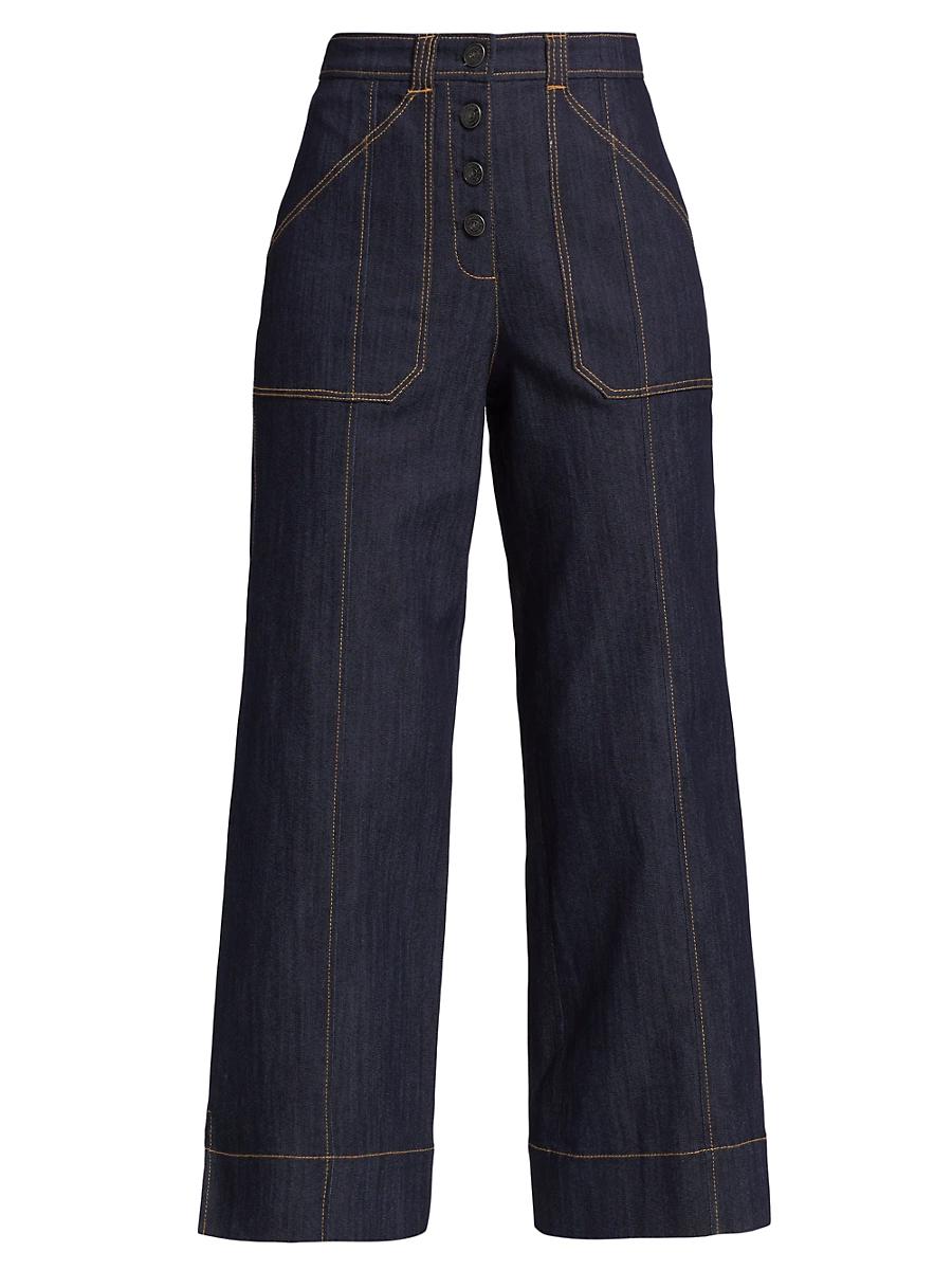 Womens Benji Mid-Rise Wide-Leg Jeans Product Image