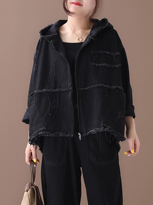 Original Solid Hooded Denim Outwear Product Image