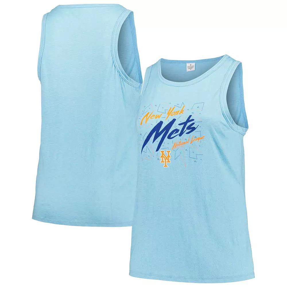 Women's Soft as a Grape Light Blue New York Mets Plus Size Curvy High Neck Tri-Blend Tank Top, Size: 2XL Product Image