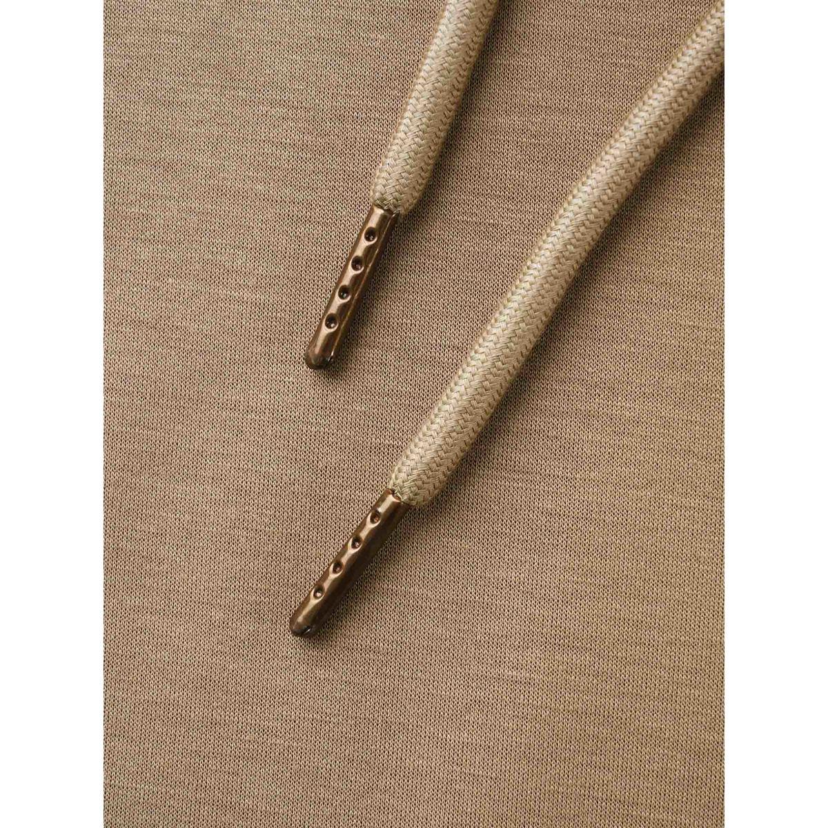 Plus Size Airy Cozy Hooded Sweatshirt Women Tan Casual Patchwork Hooded Everyday Sweatshirts BloomChic 18-20/2X Product Image