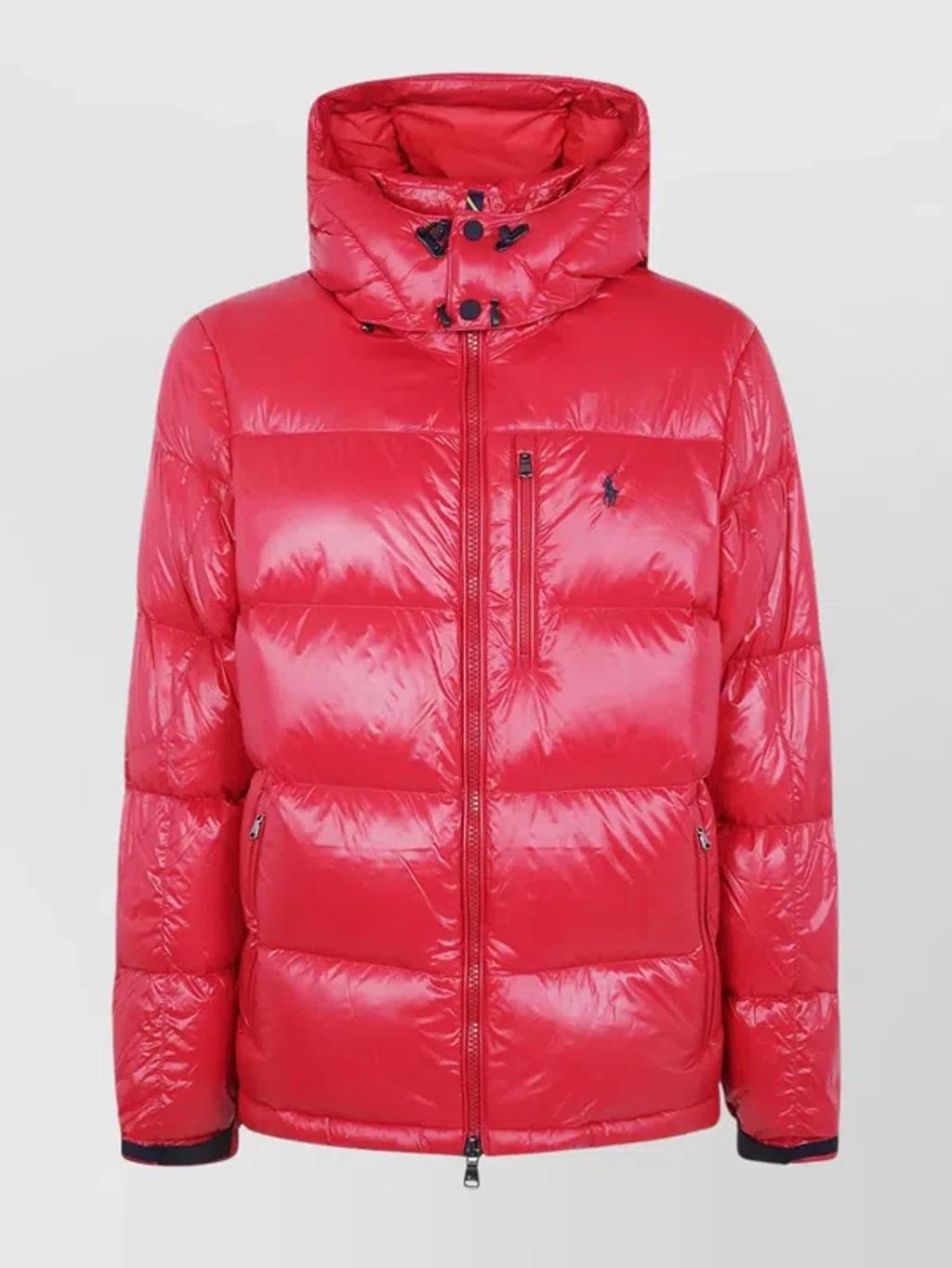 POLO RALPH LAUREN The Gorham Glossed Down Jacket With Detachable Hood In Red Product Image