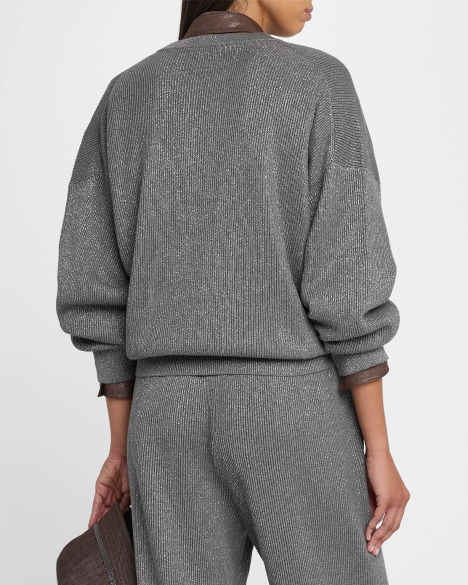 Lurex Cotton Metallic English Rib Knit Sweater Product Image