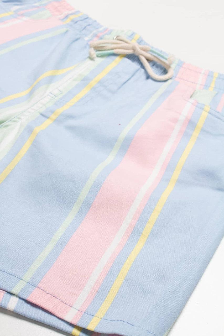 Pastel Striped Stretch Twill Shorts Product Image