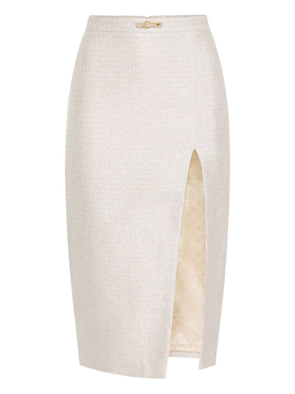Lamé tweed split midi skirt Product Image