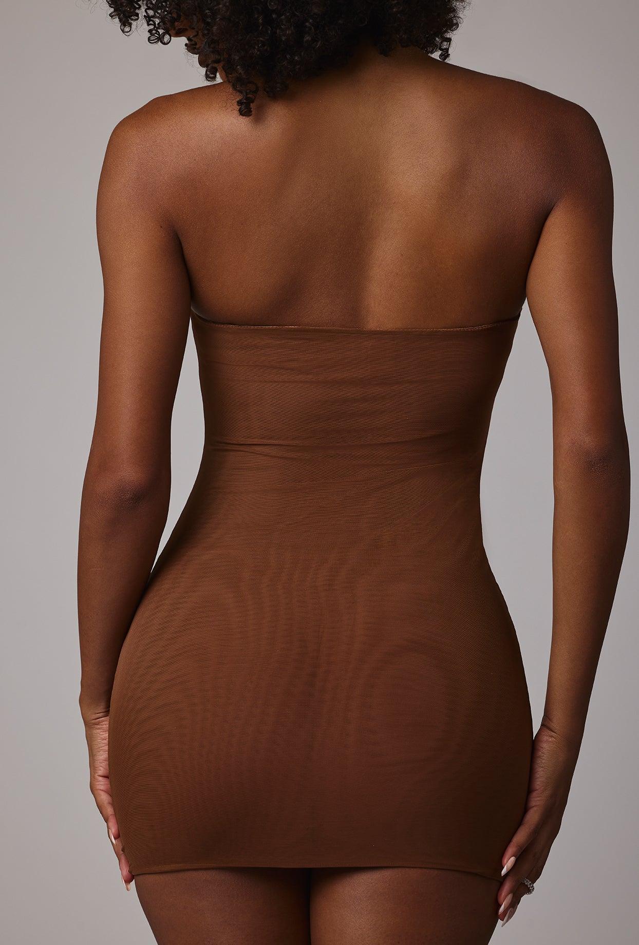Soft Mesh Mini Slip Dress in Mocha Product Image
