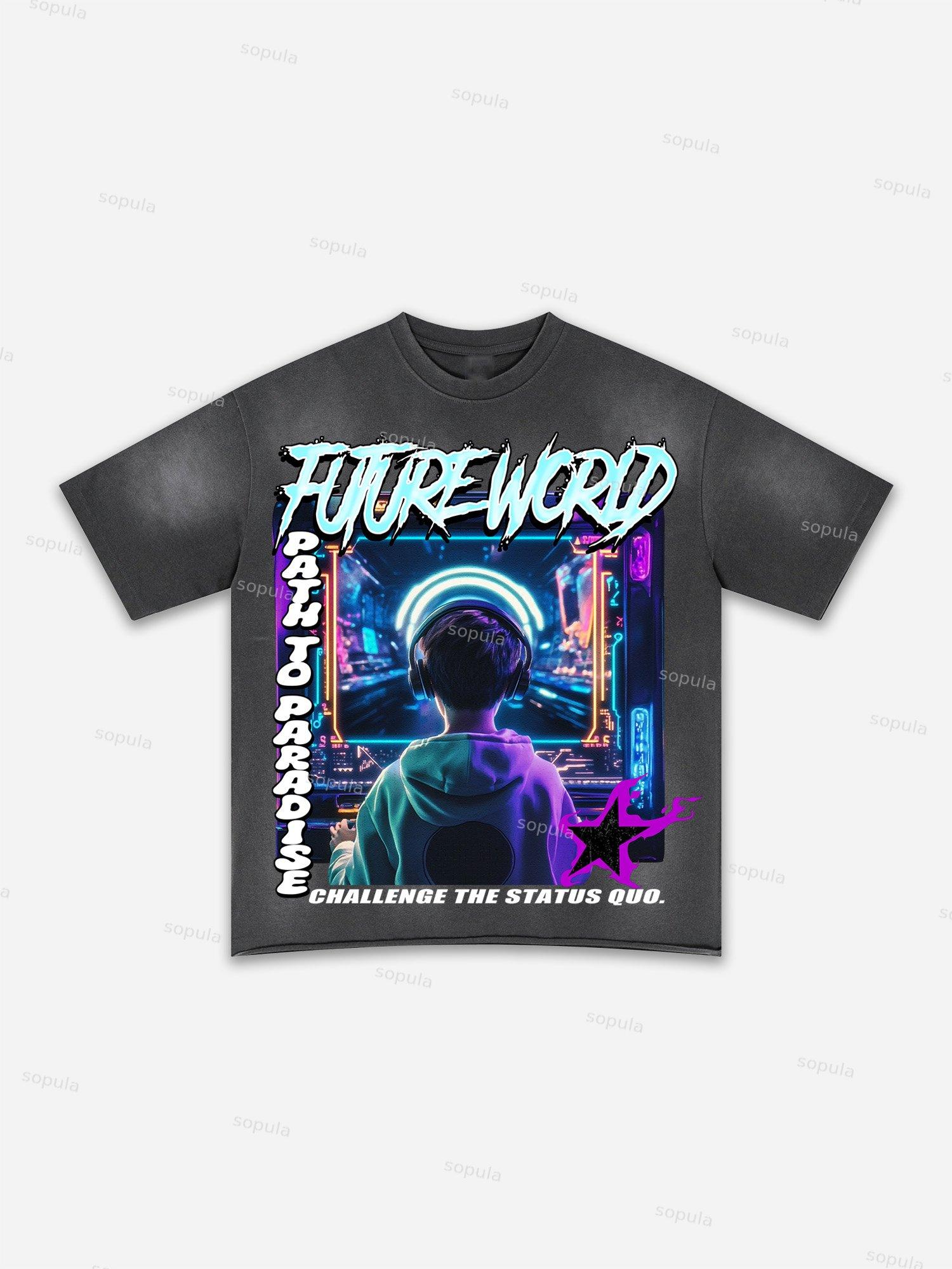 Street Goals Lip Braces Make Vintage Printed Graphic Washed T-shirt Product Image