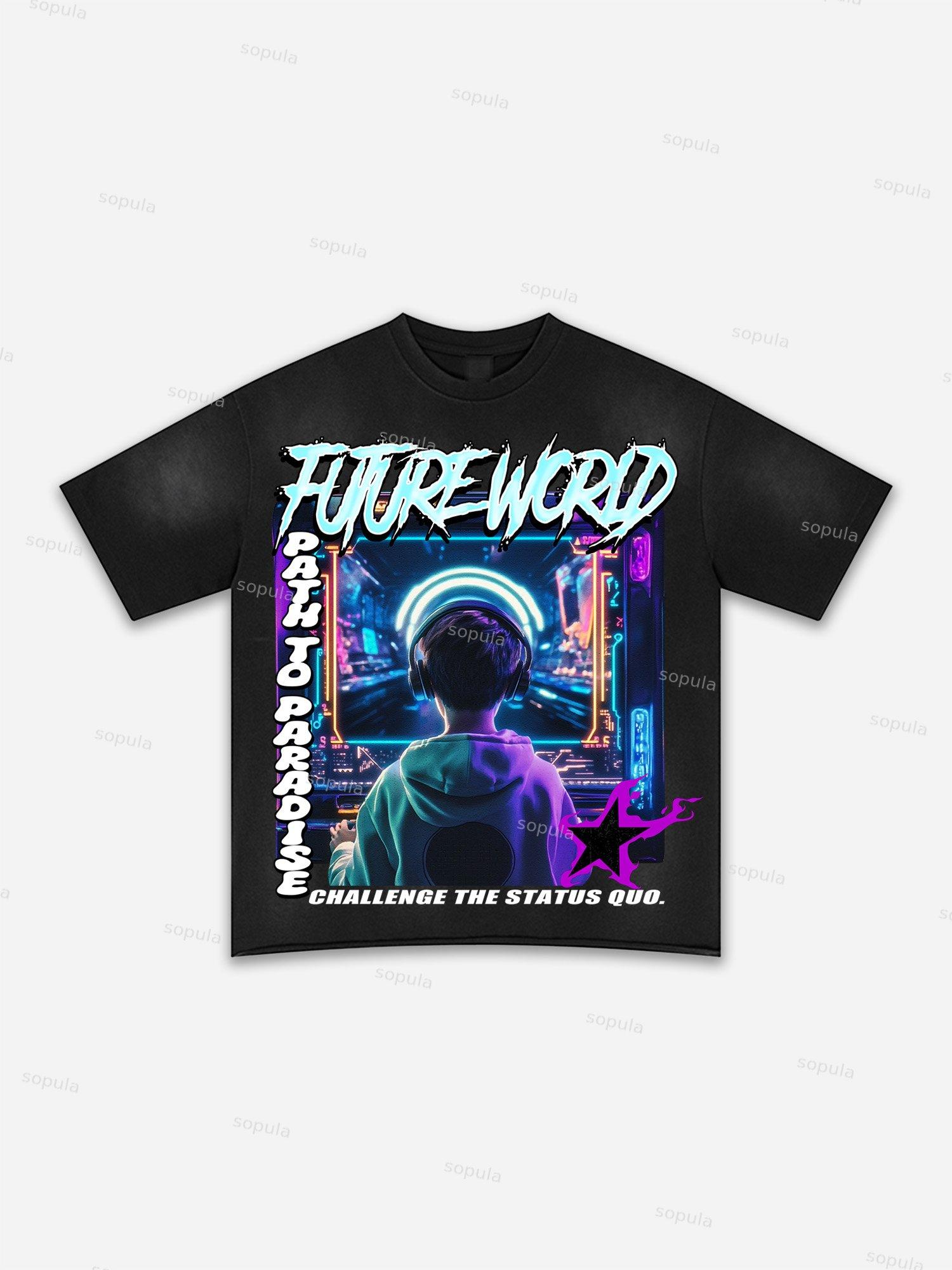 Street Goals Lip Braces Make Vintage Printed Graphic Washed T-shirt Product Image