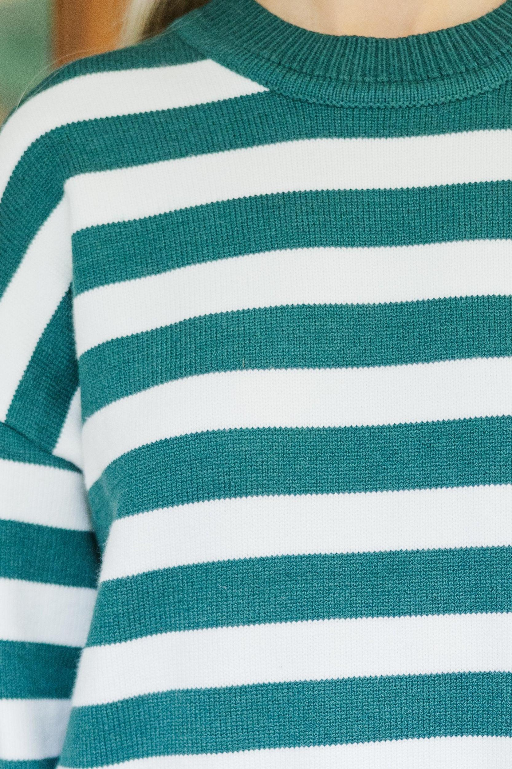 Just Stay With Me Emerald Green Striped Sweater Female Product Image