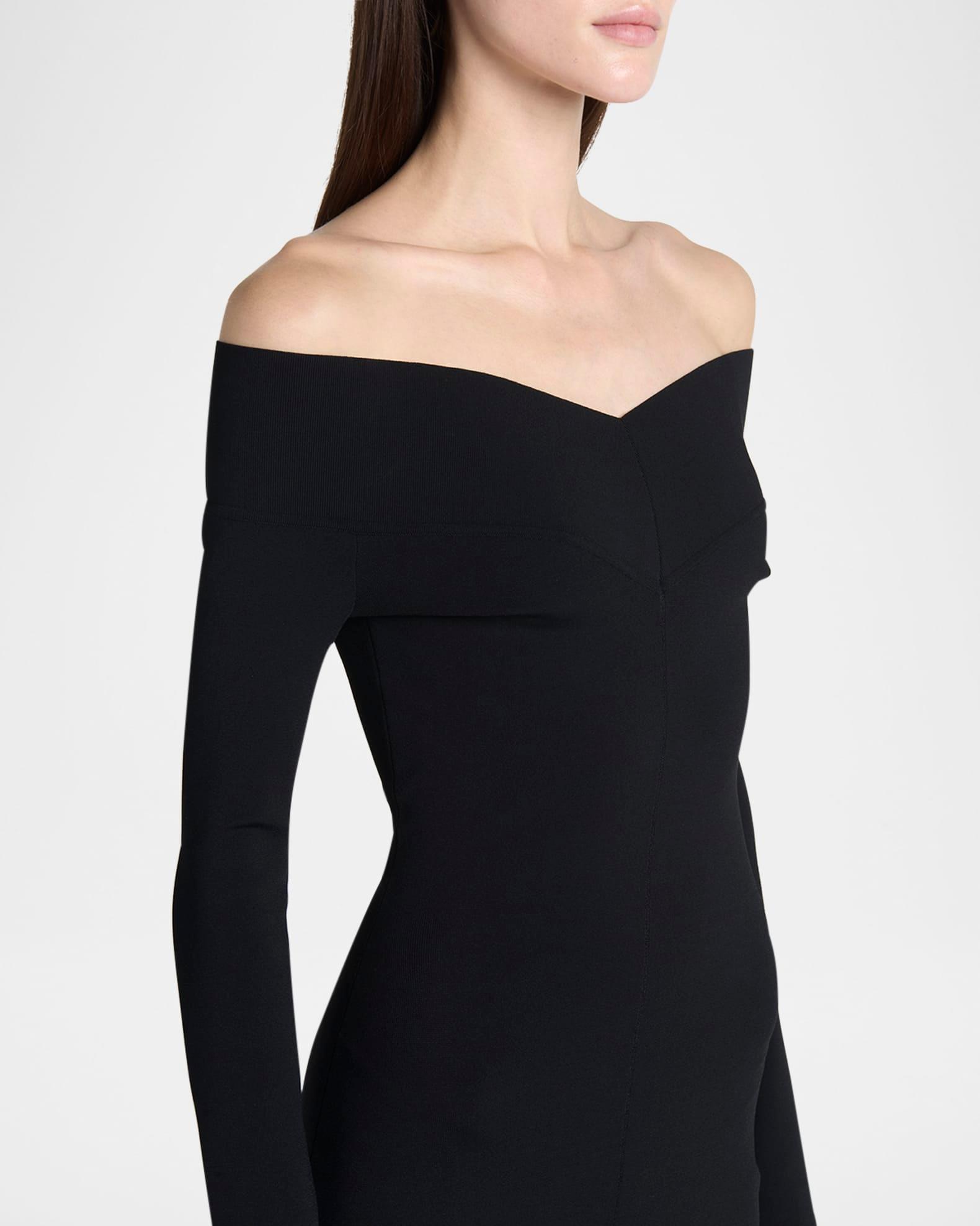 Off-the-Shoulder Compact Knit Midi Dress Product Image