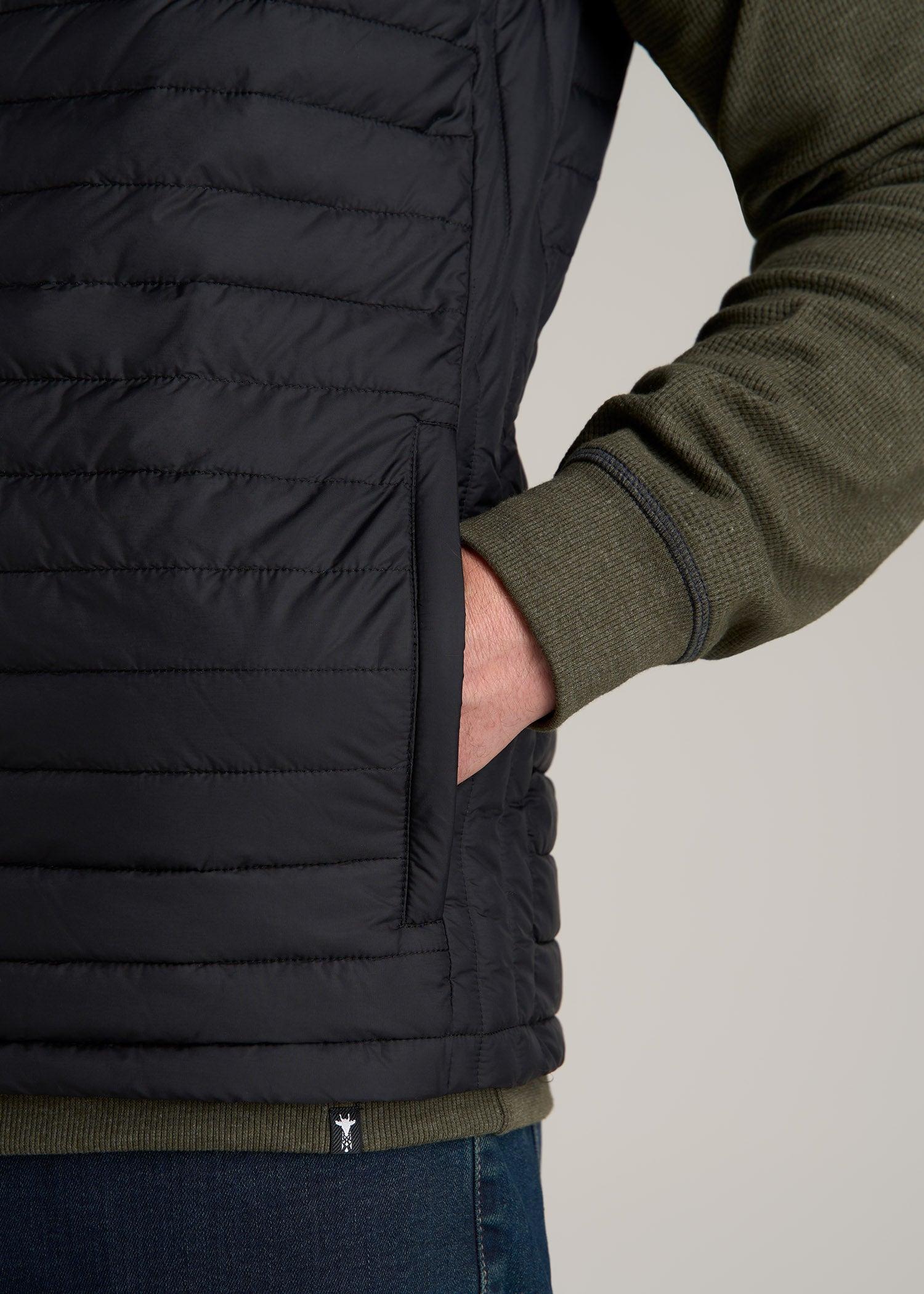 Packable Puffer Vest for Tall Men in Black Male Product Image