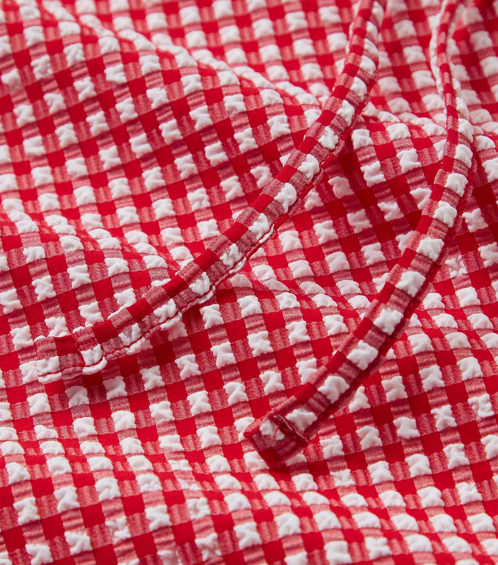 Gingham Seersucker Short Sarong - Red Gingham Product Image