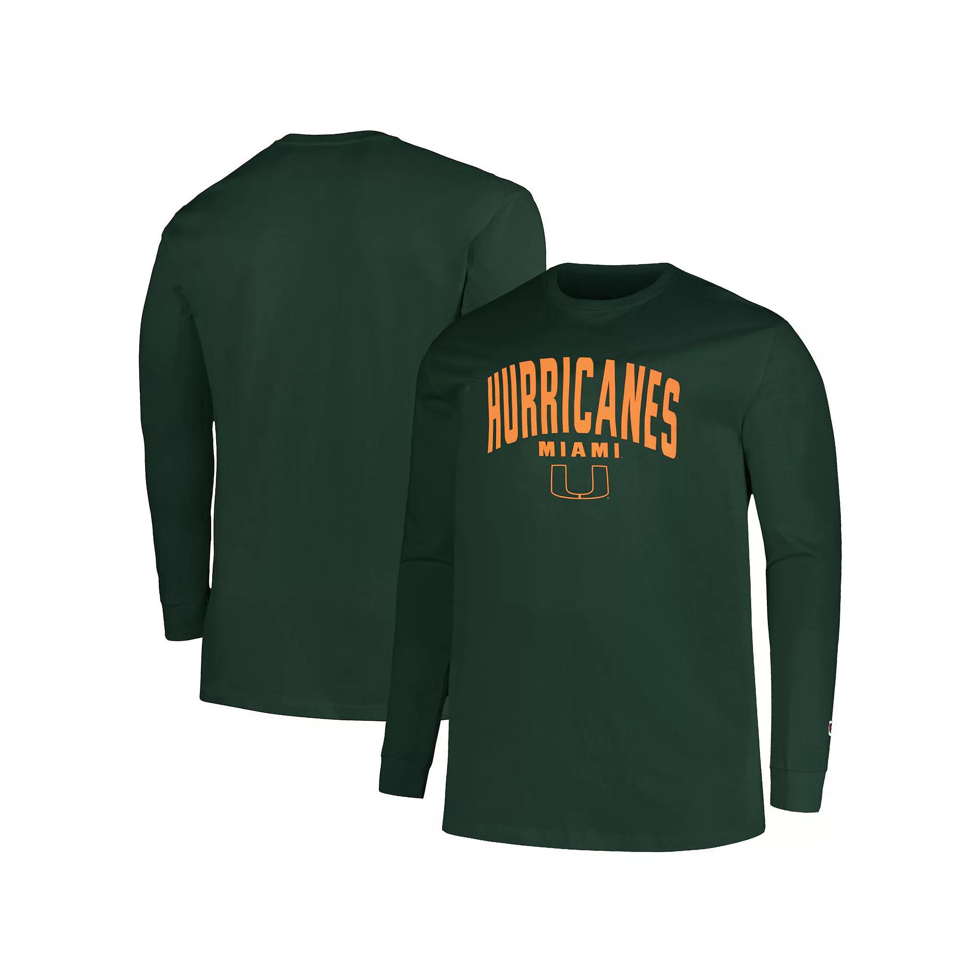 Men's Champion Green Miami Hurricanes Big & Tall Arch Long Sleeve T-Shirt, Size: 2XB Product Image