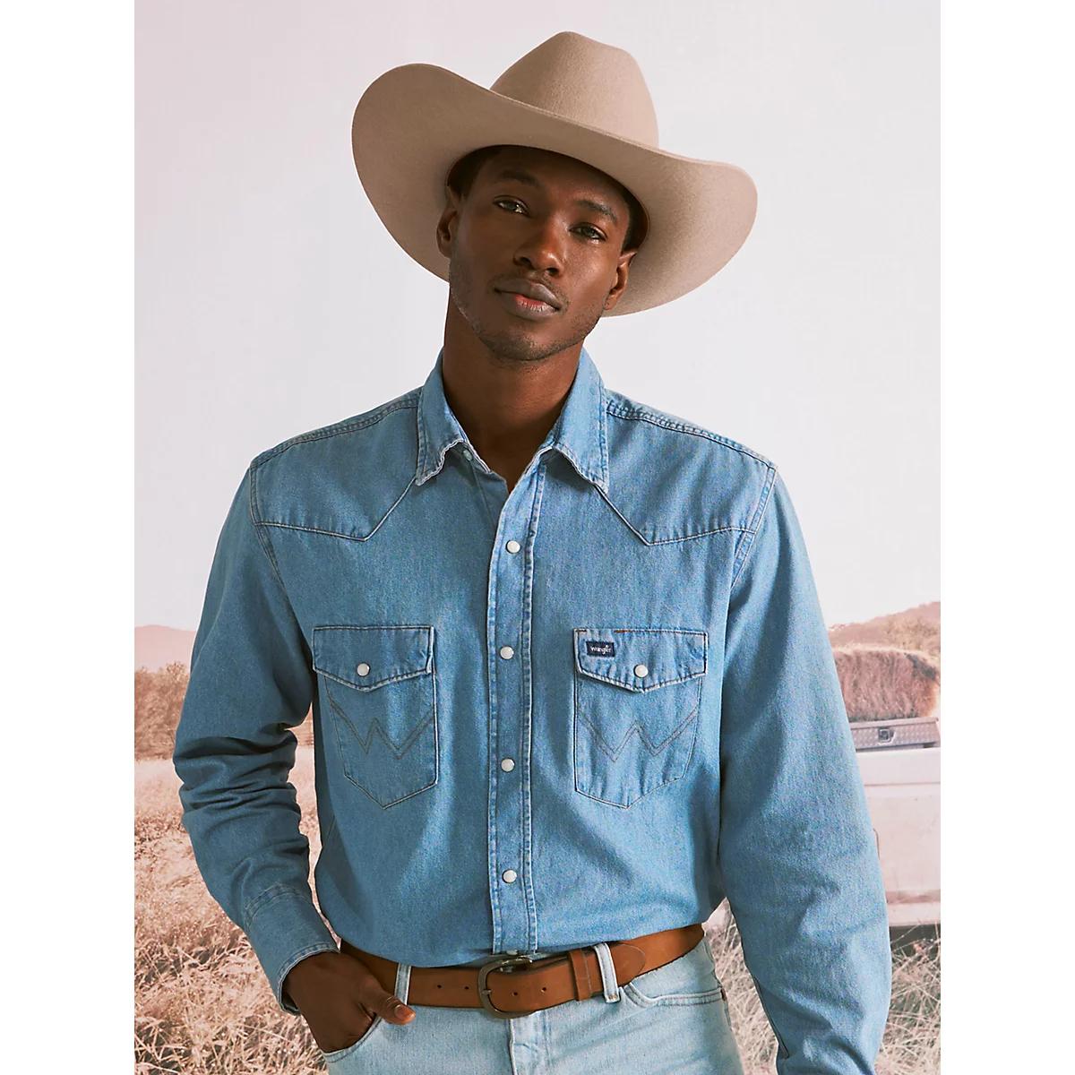 Men's Leather Band Cowboy Hat in Tan Product Image