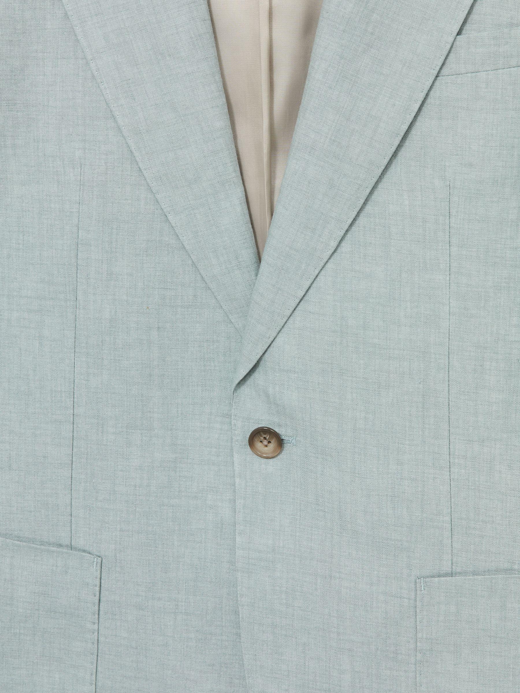 Linen Single-Breasted Suit Blazer Slim-Fit in Ocean Green Product Image
