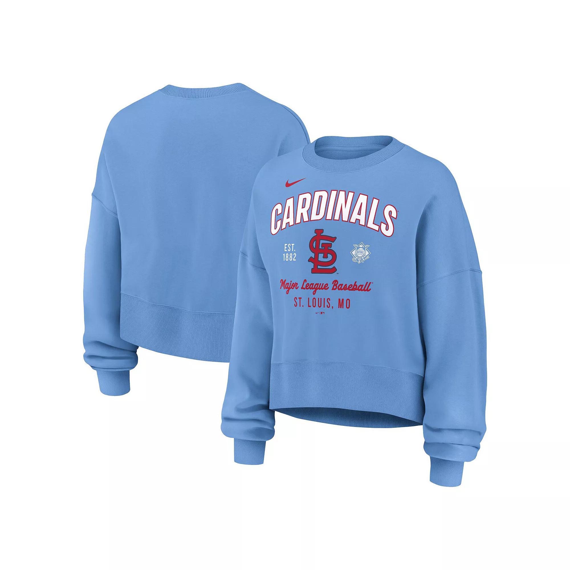 Women's Nike Light Blue St. Louis Cardinals Oversized High Hip Pullover Sweatshirt, Size: 2XL Product Image