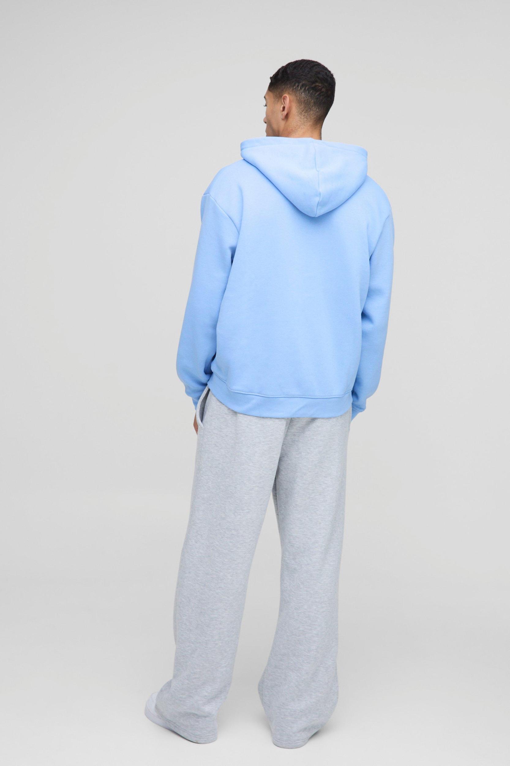 Oversized Official Raw Edge Applique Badge Zip Through Hoodie | boohooMAN USA Product Image