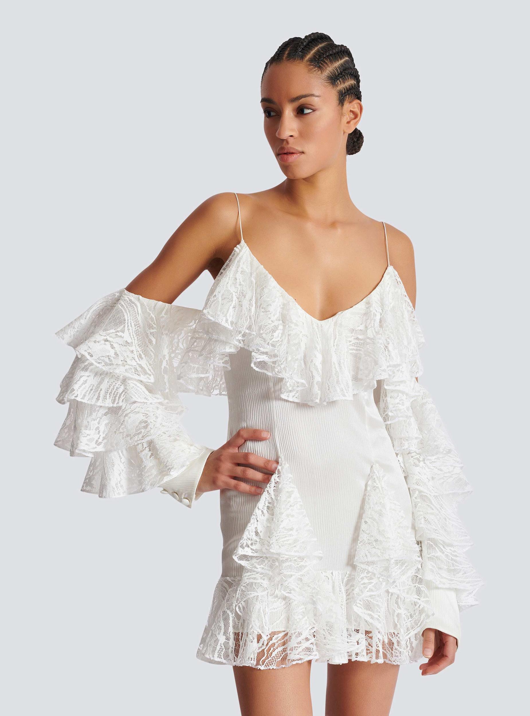 Flowing dress with lace ruffles Product Image