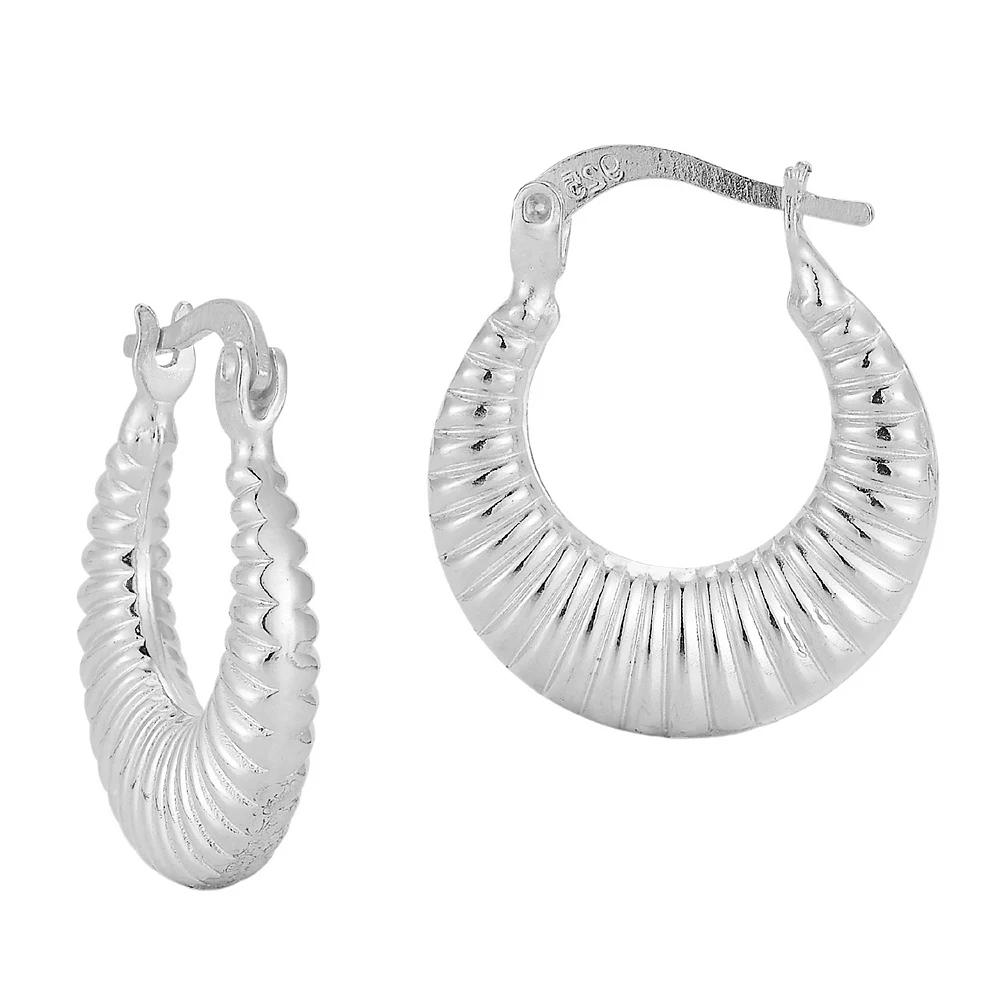 Sunkissed Sterling 14k Gold Over Silver Textured Hoop Earrings, Women's, Silver Tone Product Image