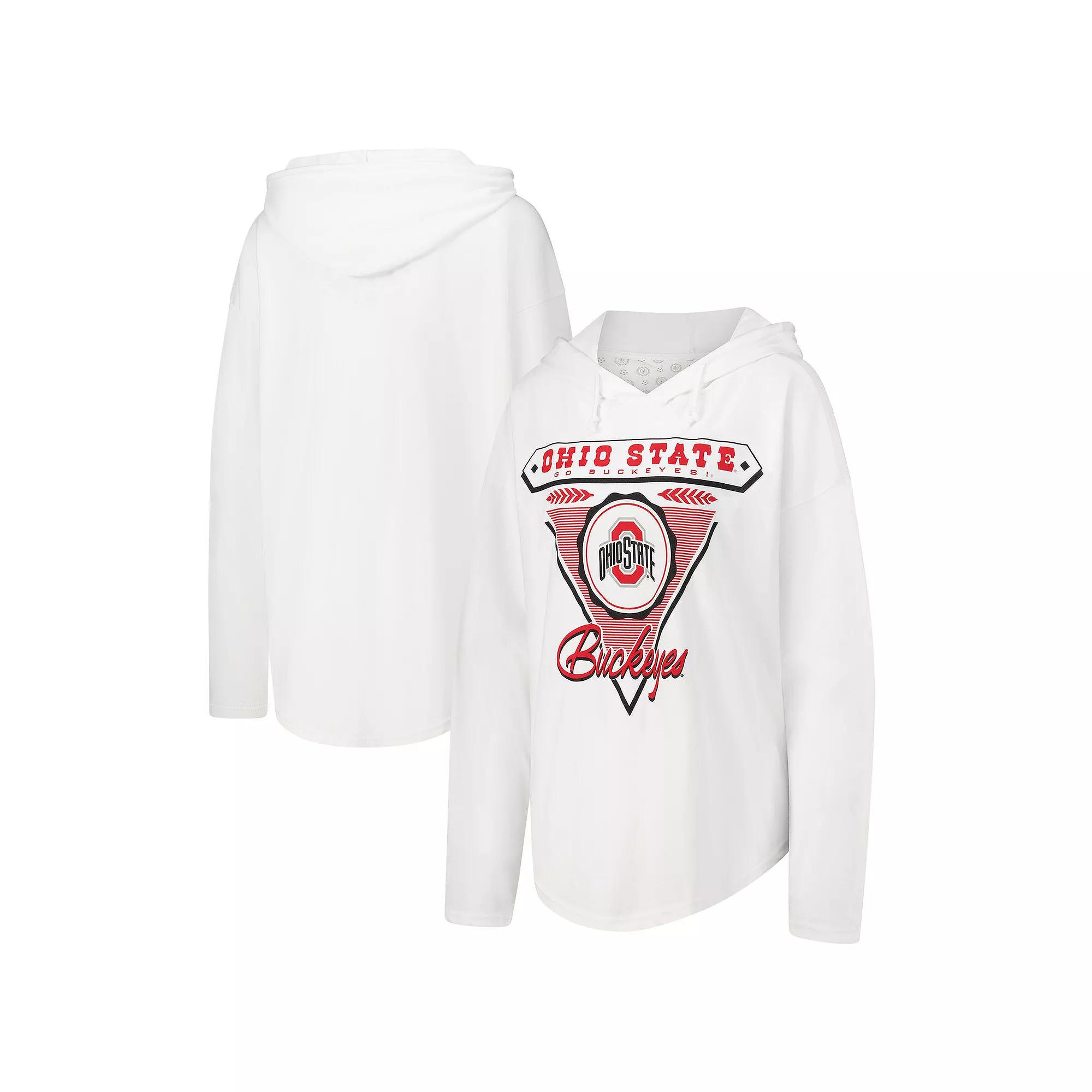 Women's Pressbox White Ohio State Buckeyes San Bruno Hoodie Long Sleeve T-Shirt,  Product Image