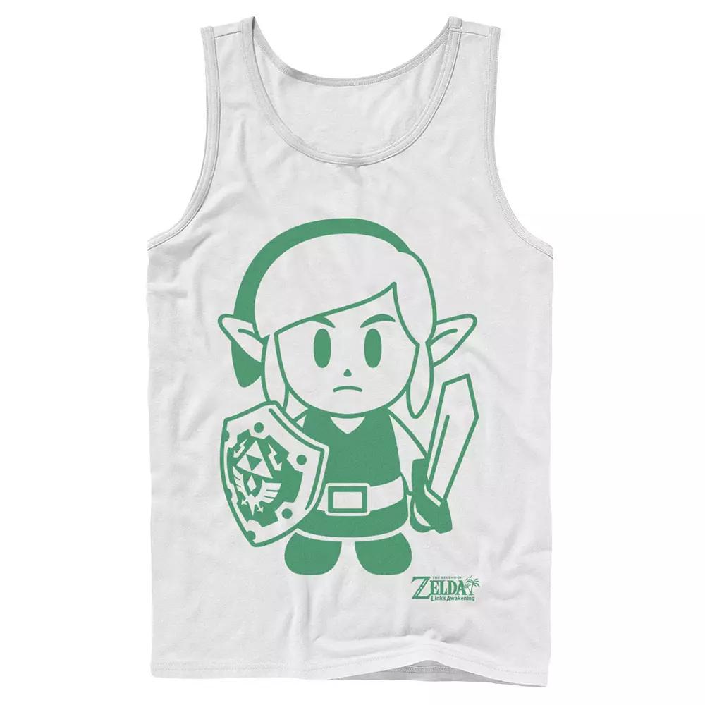 Men's Nintendo Legend Of Zelda Links Awakening Link Green Outline Portrait Tank Top,  Product Image