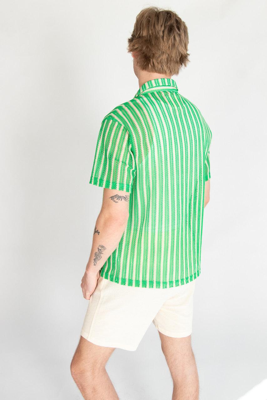 Green Cabana Knit Button Up Shirt Product Image