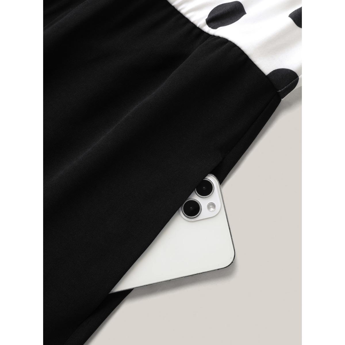 Plus Size Originalwhite Polka Dots One-Shoulder Tied Jumpsuit Women Sleeveless Asymmetrical Neck Work Loose Jumpsuits BloomChic 26/4X Product Image