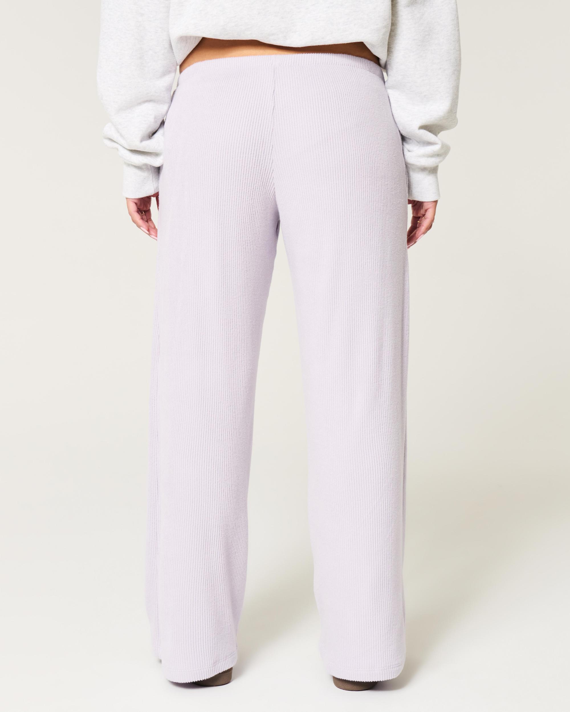 Cozy Ribbed Drawstring Baggy Pants Product Image