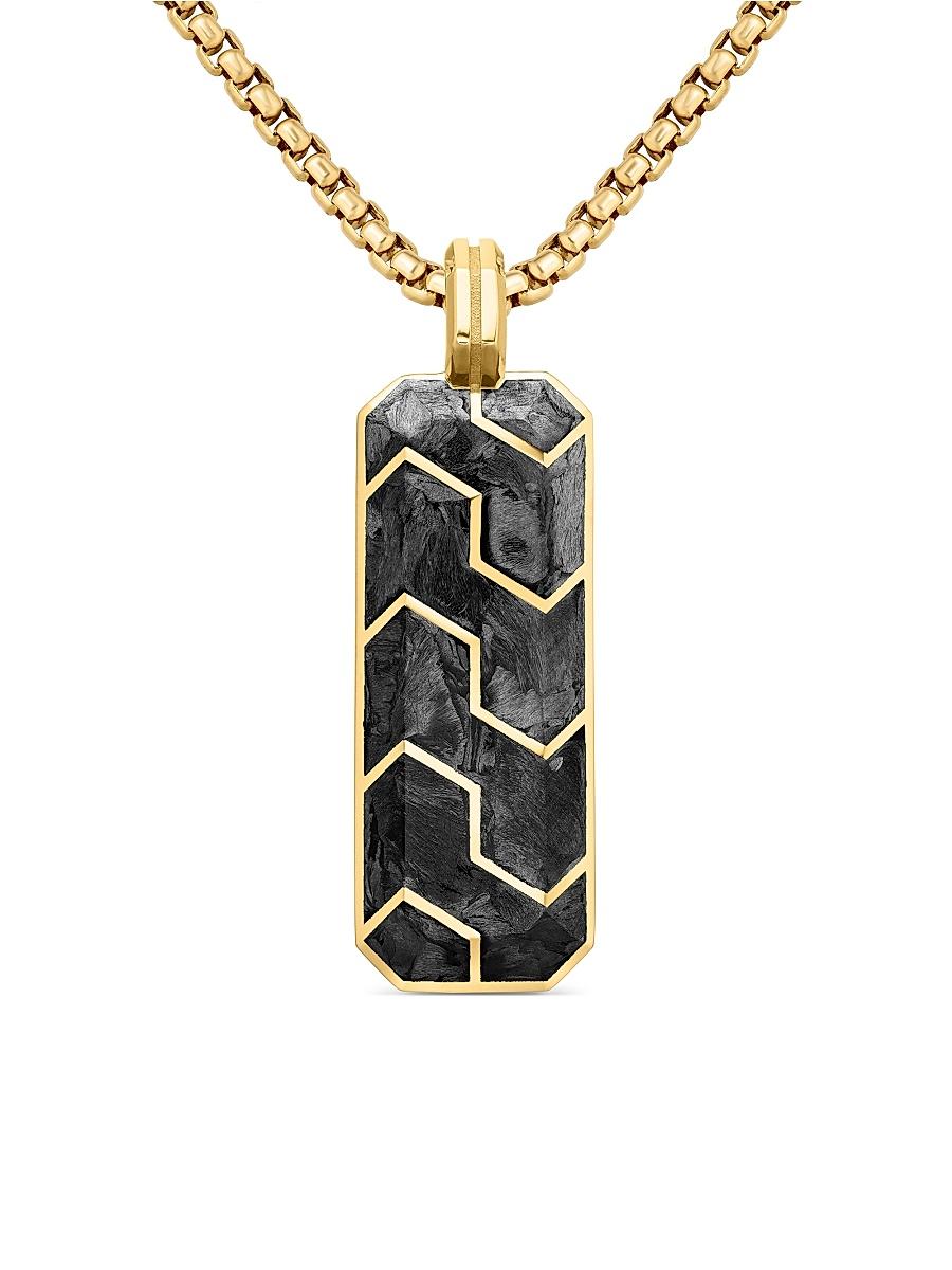 Mens Forged Carbon Ingot Tag in 18K Yellow Gold Product Image