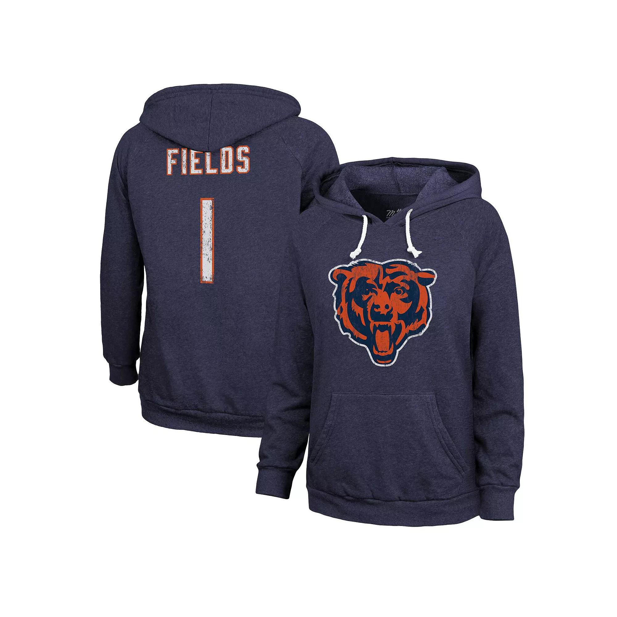 Women's Majestic Threads Justin Fields Navy Chicago Bears Name & Number Pullover Hoodie, Size: Small, Blue Product Image