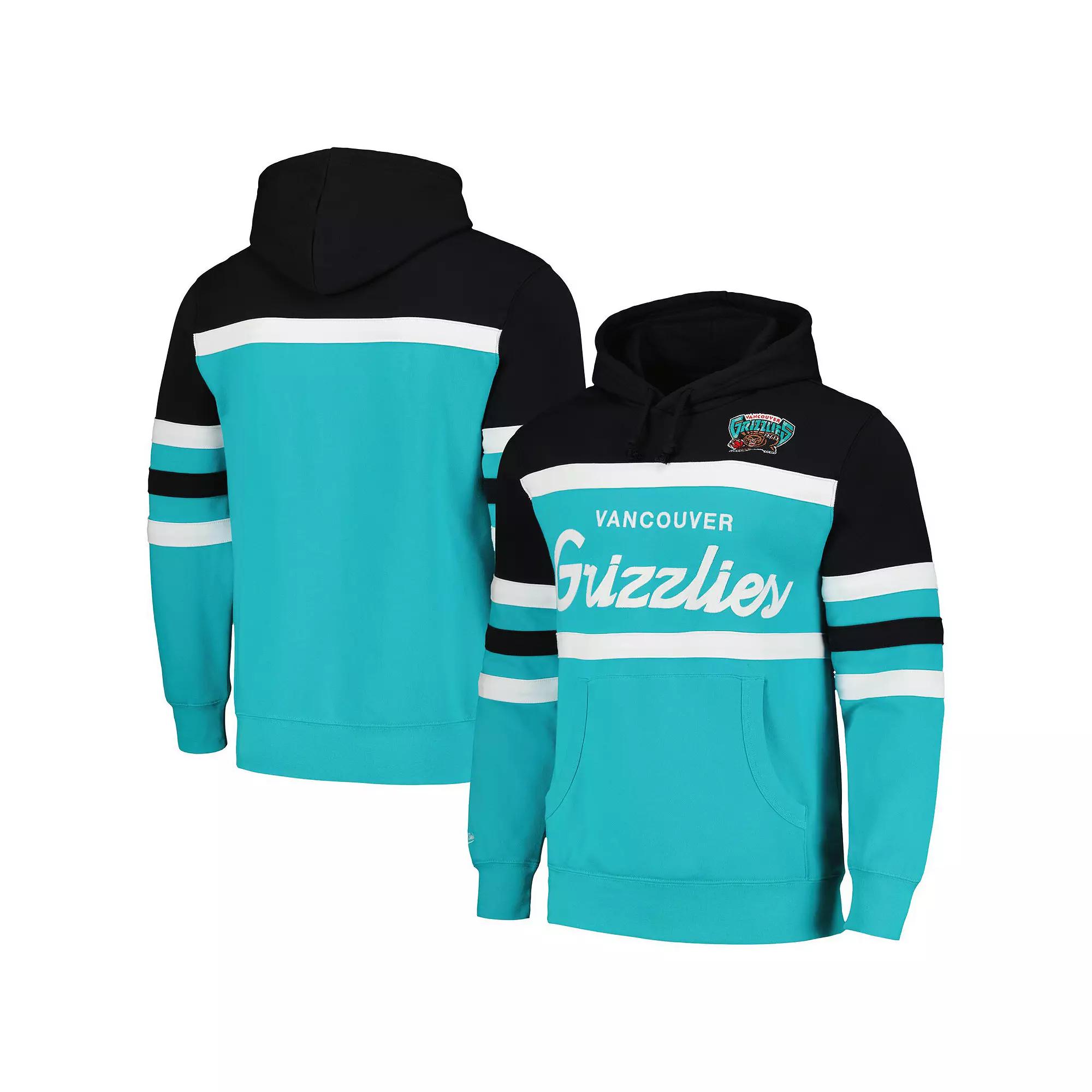 Men's Mitchell & Ness Turquoise/Black Vancouver Grizzlies Head Coach Pullover Hoodie,  Product Image