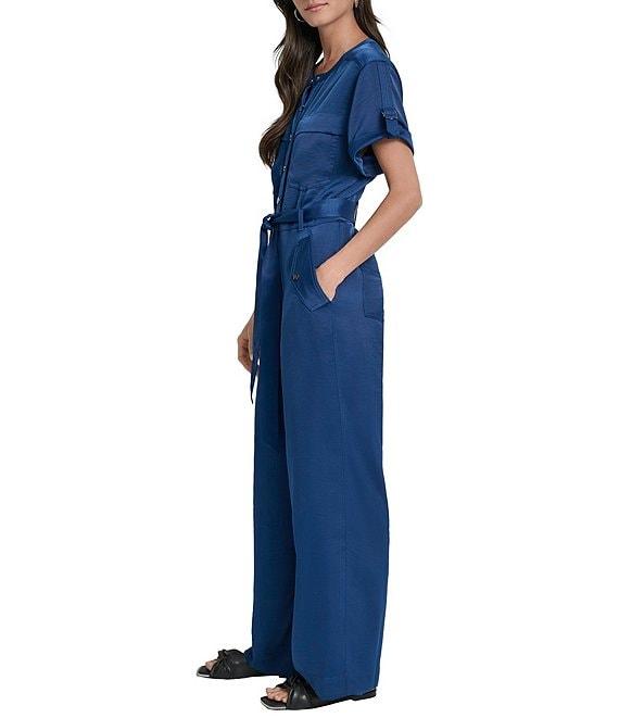 DKNY by Donna Karan Utility Glaze Dressing Short Sleeve Jumpsuit Product Image
