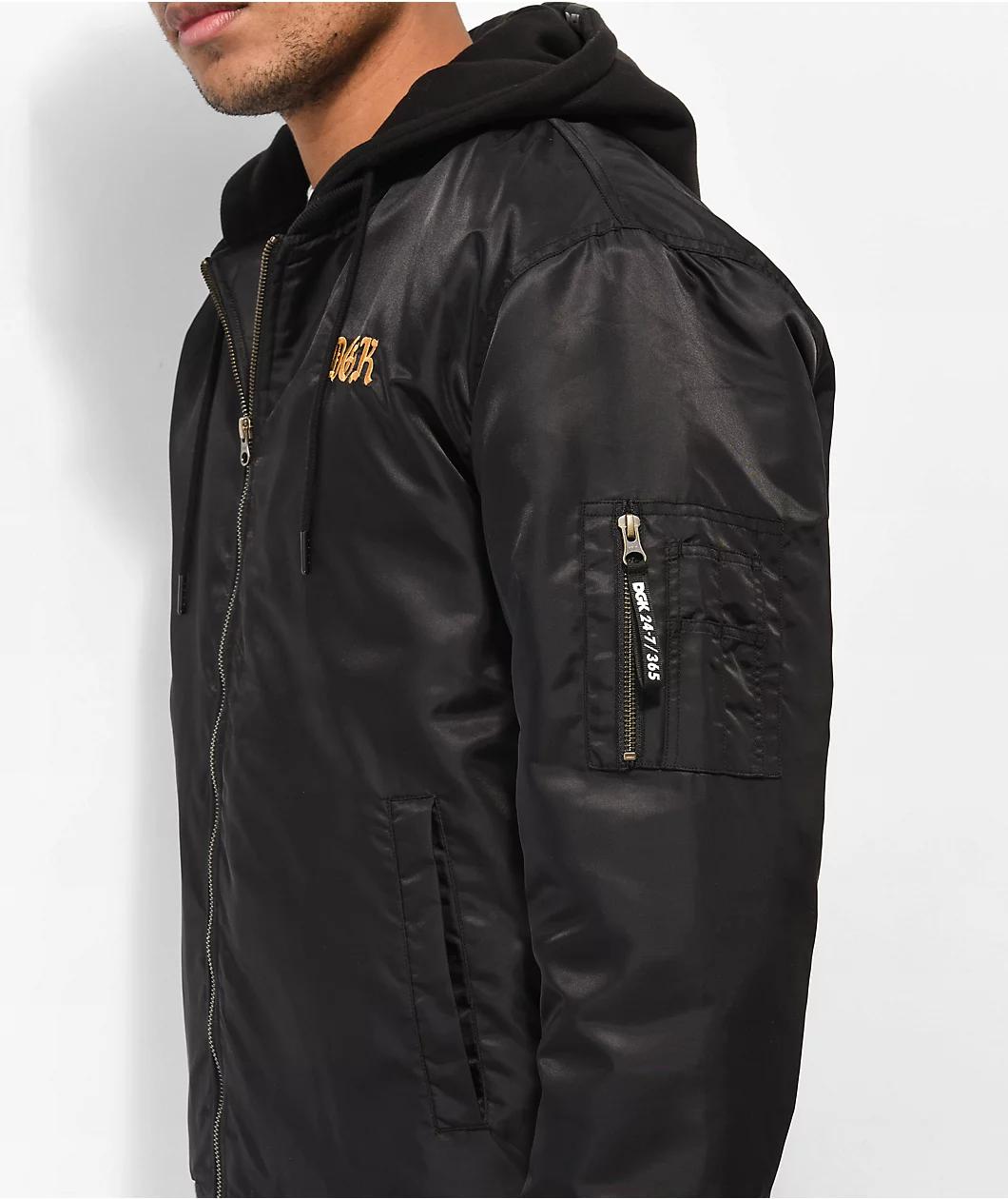 DGK Guadalupe Black Hooded Bomber Jacket Product Image