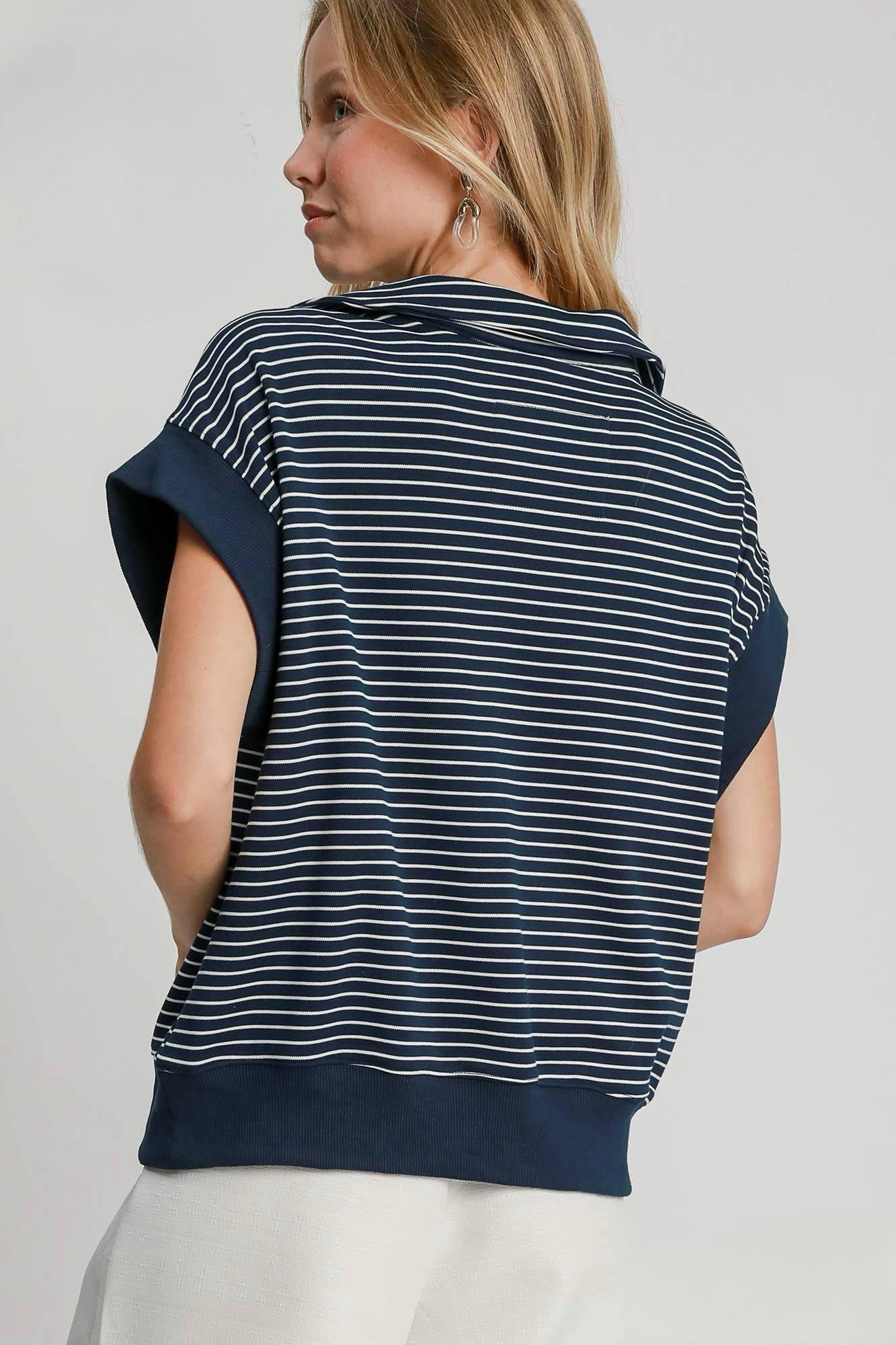 Striped luxe knit pull on sweatshorts Product Image