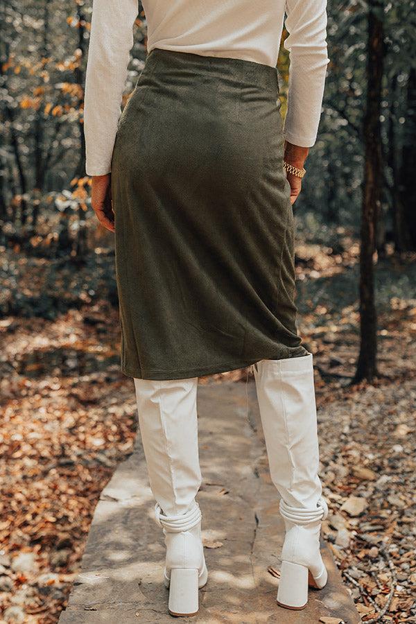 Autumn Harmony Faux Suede Skirt In Forest Product Image