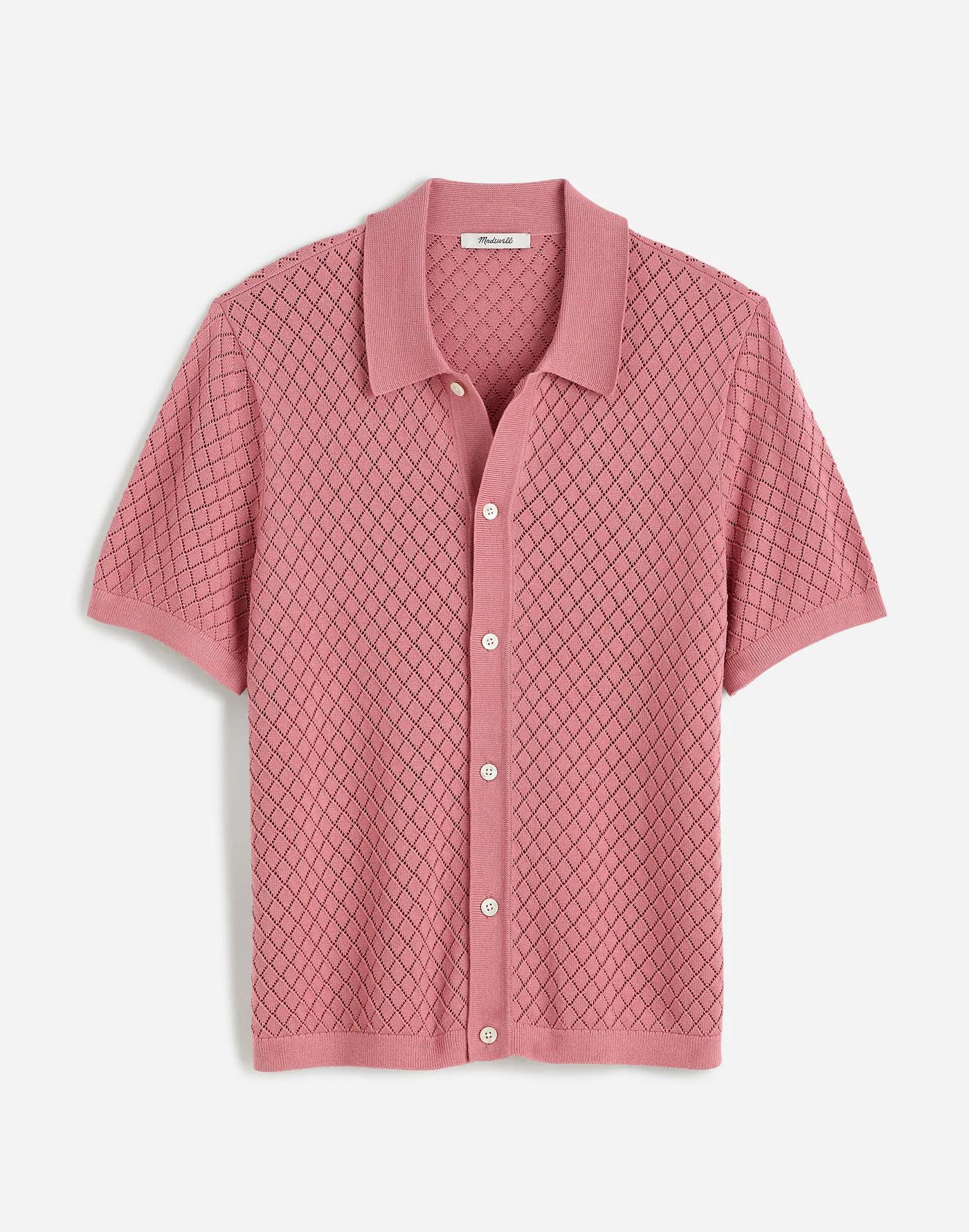 Diamond Pointelle-Stitch Sweater Polo Product Image