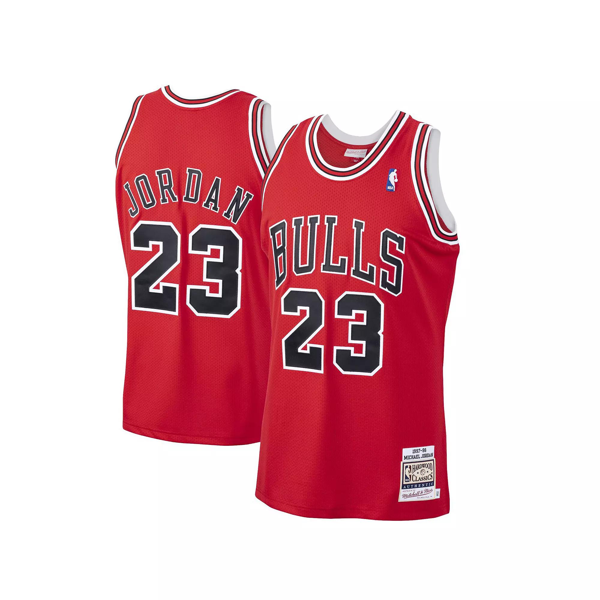 Men's Mitchell & Ness Michael Jordan Red Chicago Bulls 1997-98 Hardwood Classics Authentic Player Jersey,  Product Image