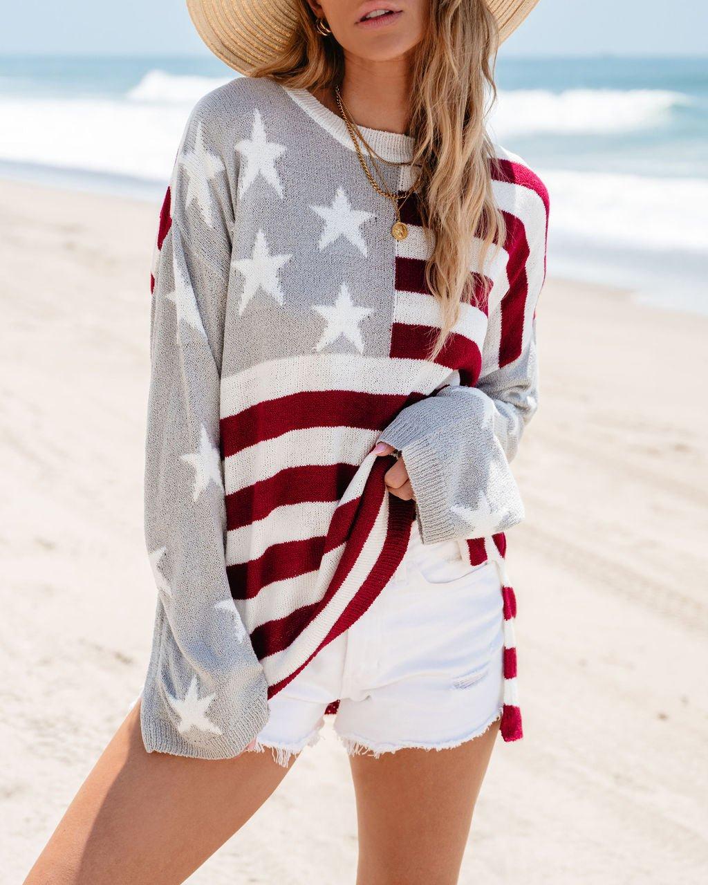 American Flag Pullover Sweater Product Image