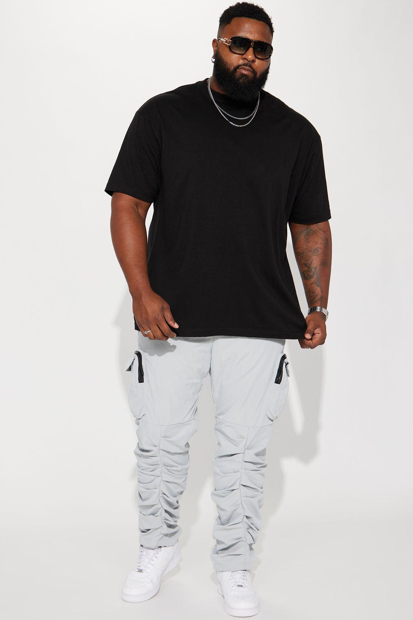 Stacked Ruched Nylon Cargo Pants - Grey Product Image